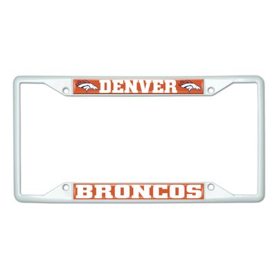 FANMATS 43470 NFL - Denver Broncos License Plate Frame - White Easy Installation on Truck, SUV, Car - Ideal Gift for Die Hard NFL Fan