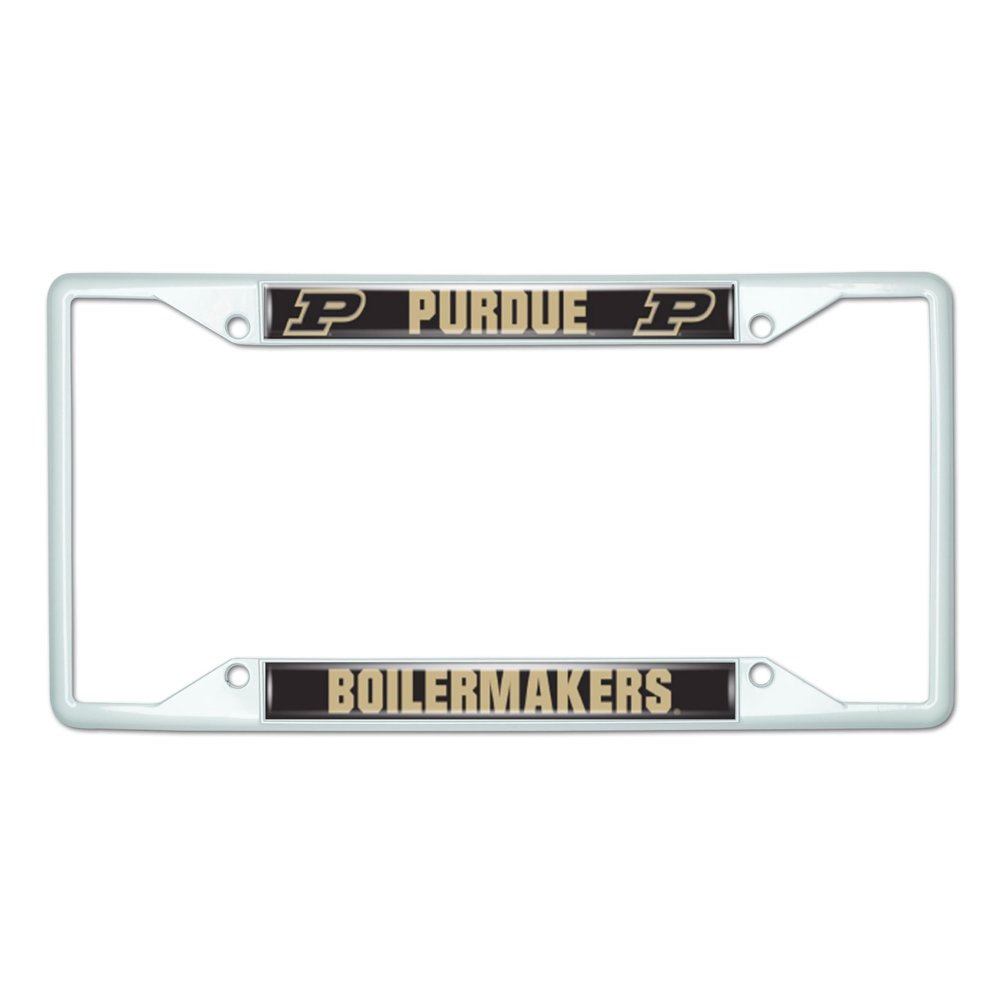 FANMATS 43690 Purdue University Boilermakers License Plate Frame - White Easy Installation on Truck, SUV, Car - Ideal Gift for Die Hard NCAA Fan