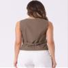 Allegra K Vest Waistcoat for Women's Fashion Sleeveless Button Down V Neck Crop Top Summer Vest Medium Coffee view 3