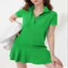 Flygo Womens Polo Dress Collared Short Sleeve Ruffle Golf Tennis T Shirt Sports Workout Mini Summer Dresses Tunic Pique(Green-XL), X-Large view 2