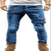 Maiyifu-GJ Men's Ripped Distressed Biker Jeans Slim Fit Stretch Hip Hop Denim Pants Fashion Tapered Leg Zipper Jeans Pants (Blue,Small) view 2