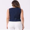 Allegra K Vest Waistcoat for Women's Fashion Sleeveless Button Down V Neck Crop Top Summer Vest Large Deep Blue view 3