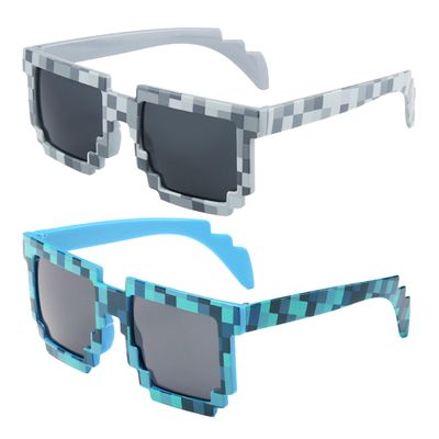 kilofly 2pc 8-Bit Pixel UV Protect Gamer Sunglasses Adult Kids Party Favors
