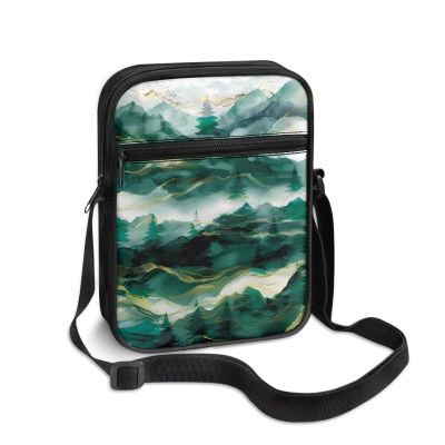 TODIYADDU Pine Tree Sling Bag for Women Crossbody Purse Forest Landscape Mountain Messenger Bag Small Shoulder Bag Mini Phone Pouch Purse with Adjustable Strap and Zip Pocket Portable Chest Bag
