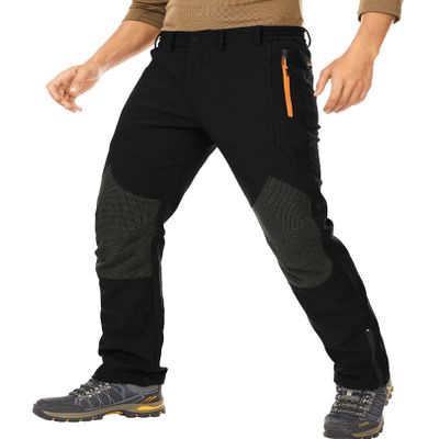 yanpipe Men's Hiking Tactical Pants Lightweight Snow Ski Outdoor Waterproof Softshell Windproof Winter Fleece Lined Cargo (Black, 40)