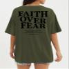 GERLEN Faith Over Fear Tee Shirt Women Christian Religious Sayings Tshirts Short Sleeve Tee Tops Green view 3