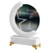UUNVTOSU Award Trophies Trophy Cups for Party Creative Round Marble Texture Trophies, Transparent K9 Crystal Desktop Ornament, Non-Slip Trophy with Gold Foot Support, for The Winner Trophy(White Troph view 1