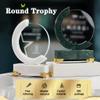 UUNVTOSU Award Trophies Trophy Cups for Party Creative Round Marble Texture Trophies, Transparent K9 Crystal Desktop Ornament, Non-Slip Trophy with Gold Foot Support, for The Winner Trophy(White Troph view 2