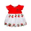 Children's Skirt Red Cherry Summer Short Sleeved Dress Stitching Embroidery Skirt Western Girl Skirt (Red, 3-6 Months) view 1