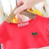 Children's Skirt Red Cherry Summer Short Sleeved Dress Stitching Embroidery Skirt Western Girl Skirt (Red, 3-6 Months) view 2