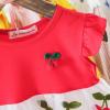 Children's Skirt Red Cherry Summer Short Sleeved Dress Stitching Embroidery Skirt Western Girl Skirt (Red, 3-6 Months) view 3