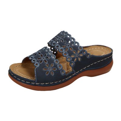Women's Sandals Outdoor Womens Wedge Sandals Dressy Sandal Rubber Sole Comfortable Walking Casual Slip on Summer Shoes(Navy10)