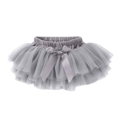 NineFit Basics Infant Newborn Baby Girls Soft Tutu Skirt Shorts Solid Bowknot Party Carnival Mesh Tulle Tutu (Grey, 12-24 Months)