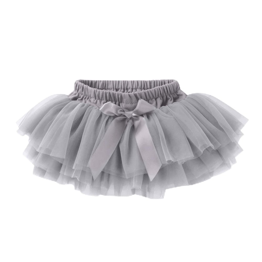 NineFit Basics Infant Newborn Baby Girls Soft Tutu Skirt Shorts Solid Bowknot Party Carnival Mesh Tulle Tutu (Grey, 12-24 Months)
