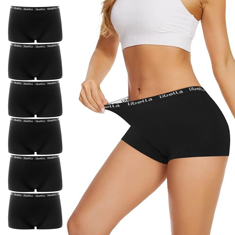Desanlapi Womens Boyshorts Underwear Cotton Boxer Briefs Full Coverage Soft Stretch boxer Shorts for Women 6 Packs BL-M