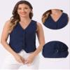 Allegra K Vest Waistcoat for Women's Fashion Sleeveless Button Down V Neck Crop Top Summer Vest X-Large Deep Blue view 2