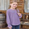 Haloumoning Girls Long Sleeve Shirts Kids Fashion Crew Neck Tunic Tops Blouse 5-14 Years Purple view 2