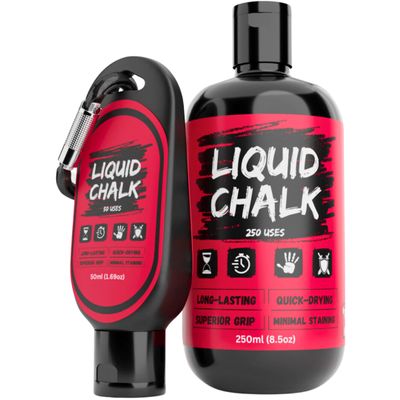 Liquid Chalk Mess-Free Gym Chalk for Weightlifting Gymnastics Rock Climbing Dancing Gym Pole Grip Sports & Workout Chalk - Sweat-Resistant and Long Lasting for Stronger Grip MUSCLE COMBO KIT