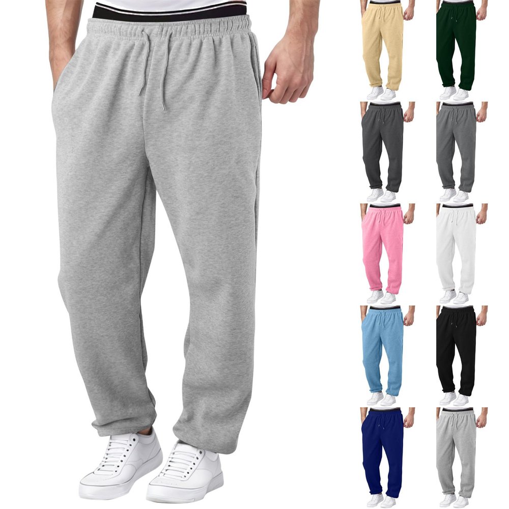 Cargo Sweatpants for Men Trendy Stretch Elastic Waist Jogger Pants Heavyweight Fleece Pants Cozy Baggy Sports Trousers