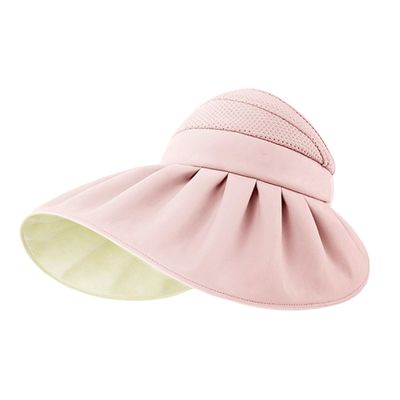 Bestgift Sun hat Women Visor Hats UV Vinyl Full Shade Sun hat Pink one Size