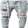 Maiyifu-GJ Men's Fashion Skinny Ripped Distressed Biker Jeans Slim Fit Stretch Hip Hop Denim Pants Tapered Leg Jeans Trousers (Light Blue,X-Large) view 1
