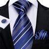 Wvapzxx Business Formal Striped Ties For Men Wedding Party Accessories Necktie Set Pocket Square Cufflinks Gift view 2