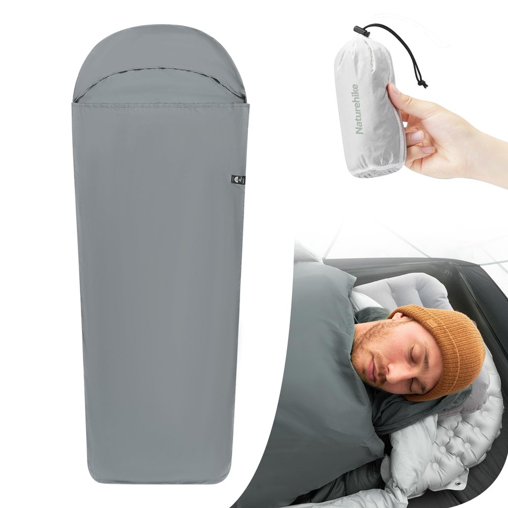 Naturehike Capsule Sleeping Bag Liner Ultra-Light 4.5oz, Compact Adult Sleep Sack Travel Sheet for Hotel Self Tan Sleep Sack Camping Sheet Self Tanning Travel Bed Sheet (Blue)