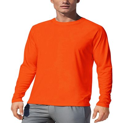 Men's UPF 50+ Long Sleeve Tee Shirts UV Sun Protection Quick Dry Tee Shirt Swim Athletic Running Workout (US, Alpha, XX-Large, Regular, Regular, Safety Orange)