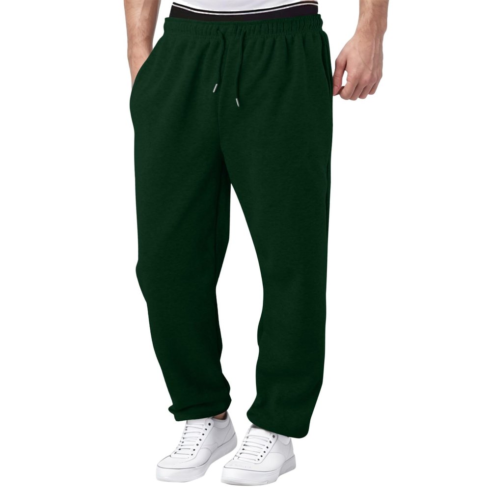 Cargo Sweatpants for Men Trendy Stretch Elastic Waist Jogger Pants Heavyweight Fleece Pants Cozy Baggy Sports Trousers B- Green