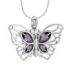 constantlife Butterfly Urn Necklace Cremation Jewelry for Ashes for Women Stainless Steel Inlaid Crystal Memorial Pendant Human Pet Ash Holder Keepsake Gift (Silver+Purple) view 1