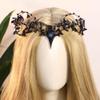 MOSTORY Black Elf Witch Crown - Gothic Crystal Cirlet Raw Quartz Headband Dark Raven Headpiece for Women Witch Cosplay Renaissance Renfaire Goth Wedding Halloween view 2