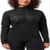 32 Degrees Women's Mixed Media Half Zip Pullover Jacket (US, Alpha, XX-Large, Regular, Regular, Black)