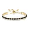 Rhinestone Tennis Chain Bracelets Gold Silver Plated Colorful Sparkly Crystal Cubic Zirconia Seed Geometric Adjustable Bracelets for Women Wedding Bridal Birthday Prom Party Trendy Jewelry Gifts (Black) view 1