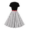 IDOPIP Women Elegant Tie Neck Polka Dot Vintage Dress 1950s Retro Cocktail Prom Swing Dress Formal Tea Party Pinup Dress Rockabilly Outfit Casual Wedding Guest Midi Dress with Belt White-Polka Dot XL view 3