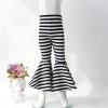 Toddler Baby Girls Ruffle Leggings Bell Bottom Flare Pants Cotton Long High Waist Striped Stretch (Black, 6-12 Months) view 2