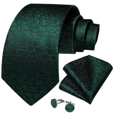 Wvapzxx Wine Red Plaid Silk Men's Tie Set Handkerchief Cufflinks Business Wedding Neck Tie Accessories