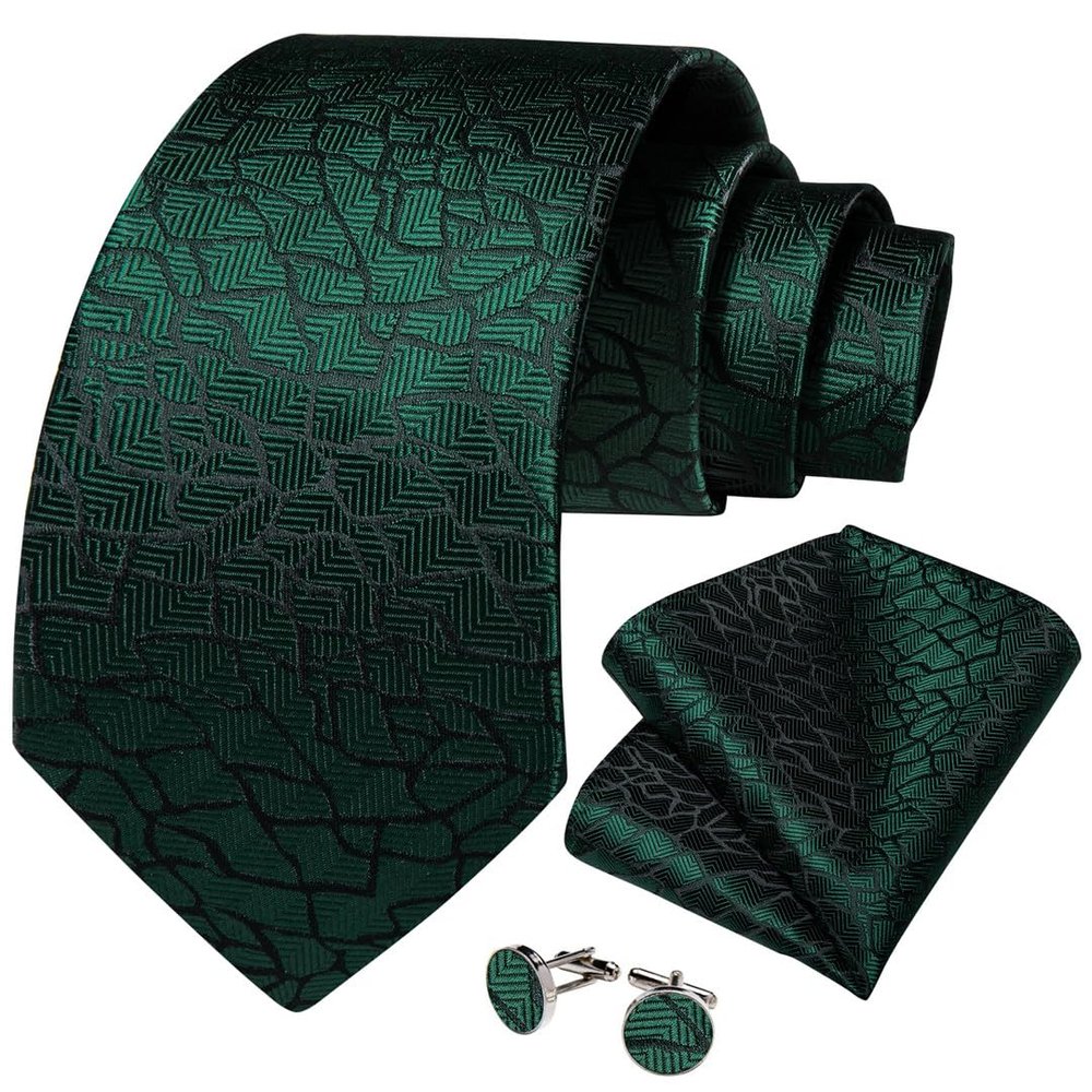 Wvapzxx Wine Red Plaid Silk Men's Tie Set Handkerchief Cufflinks Business Wedding Neck Tie Accessories