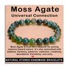AD Beads Handmade Gemstone Stretch Elastic Bracelet Crystal Healing Reiki Nature's Beauty and Spiritual Essence Unisex (8mm, Moss Agate (Universal Connection)) view 1