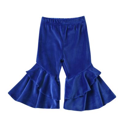 Toddler Baby Girl Fashion Bell Bottom Solid Stretchy Ruffle Leggings Infant Flare Pant Wide Leg (Blue, 18-24 Months)