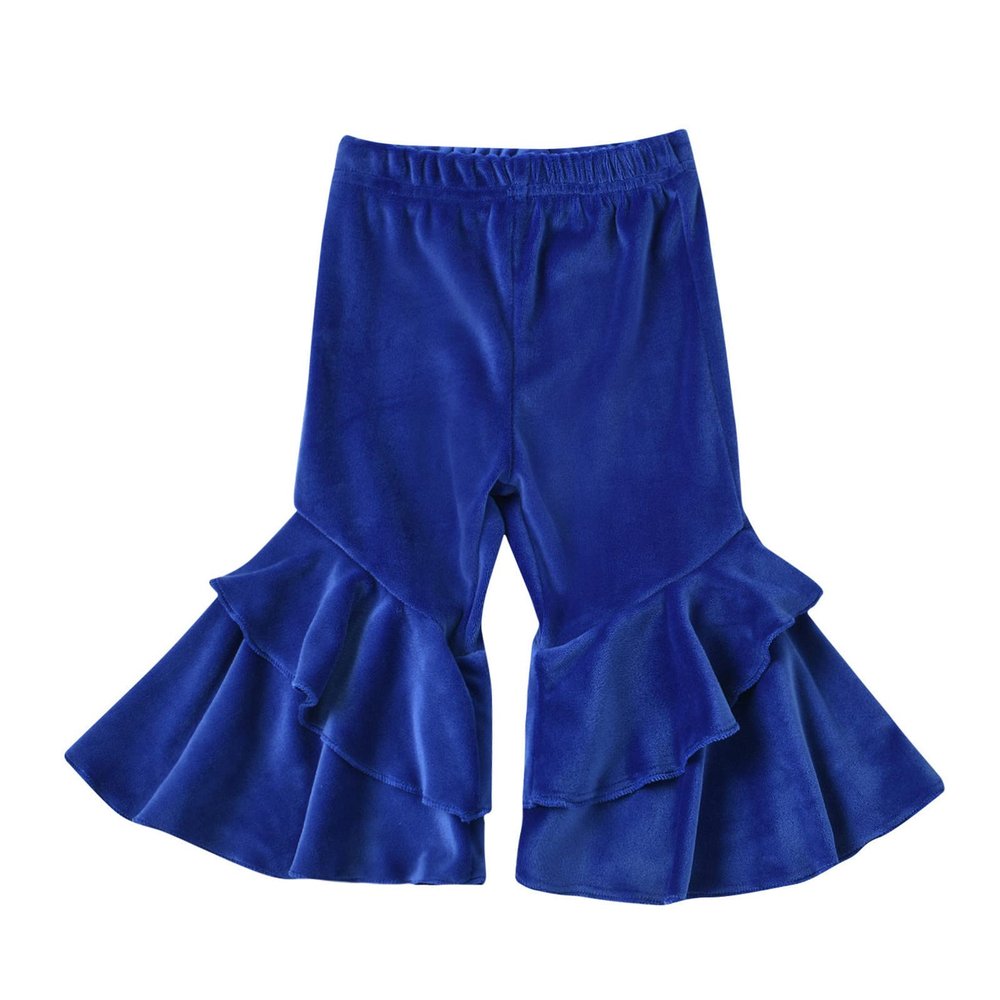 Toddler Baby Girl Fashion Bell Bottom Solid Stretchy Ruffle Leggings Infant Flare Pant Wide Leg (Blue, 18-24 Months)