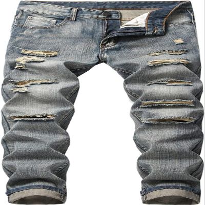 Maiyifu-GJ Mens Slim Fit Stretch Ripped Jeans Distressed Destroyed Straight Leg Denim Pants Fashion Skinny Biker Jeans (Blue,32)