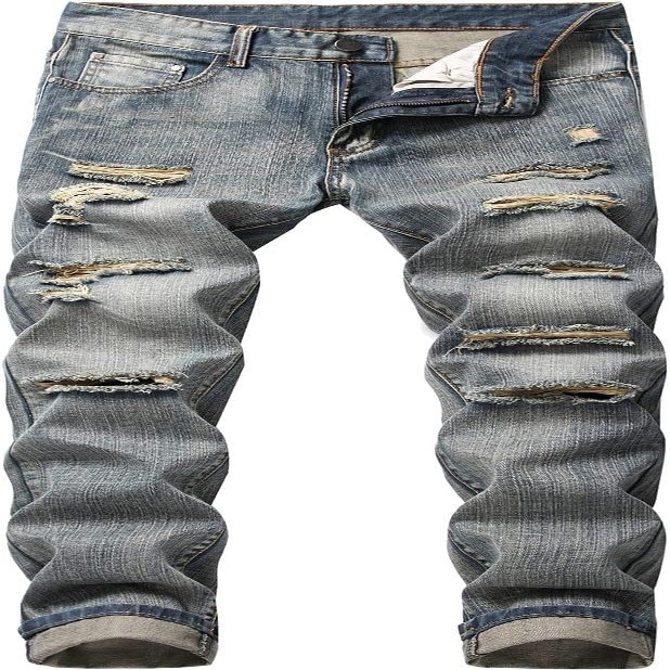 Maiyifu-GJ Mens Slim Fit Stretch Ripped Jeans Distressed Destroyed Straight Leg Denim Pants Fashion Skinny Biker Jeans (Blue,32)