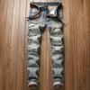Maiyifu-GJ Mens Slim Fit Stretch Ripped Jeans Distressed Destroyed Straight Leg Denim Pants Fashion Skinny Biker Jeans (Blue,32) view 3