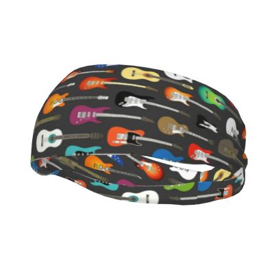 Jbyjbx Color Acoustic and Guitars Print Sports Sweatband Versatile Sport Headbands for Kids Adults Adjustable Headband