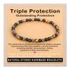 AD Beads Handmade Gemstone Stretch Elastic Bracelet Crystal Healing Reiki Nature's Beauty and Spiritual Essence Unisex (4mm, Triple Protection (Strong Protect)) view 1