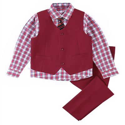 Suit for Boys,Ring Bearer Outfit,Boys Formal Vest Pants Set,Boy Suits Size 7 Burgundy Suit