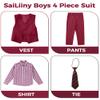 Suit for Boys,Ring Bearer Outfit,Boys Formal Vest Pants Set,Boy Suits Size 7 Burgundy Suit view 3