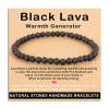 AD Beads Handmade Gemstone Stretch Elastic Bracelet Crystal Healing Reiki Nature's Beauty and Spiritual Essence Unisex (4mm, Black Lava (Warmth Generator)) view 1