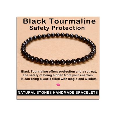 AD Beads Handmade Gemstone Stretch Elastic Bracelet Crystal Healing Reiki Nature's Beauty and Spiritual Essence Unisex (10mm, Black Tourmaline (Best Protection))