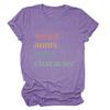 ZLXBLYYMZ Women's Aunt Shirts Weird Aunts Build Character Funny Saying Aunt Gift T-Shirt Short Sleeve Crewneck Casual Tops Purple, Large view 1